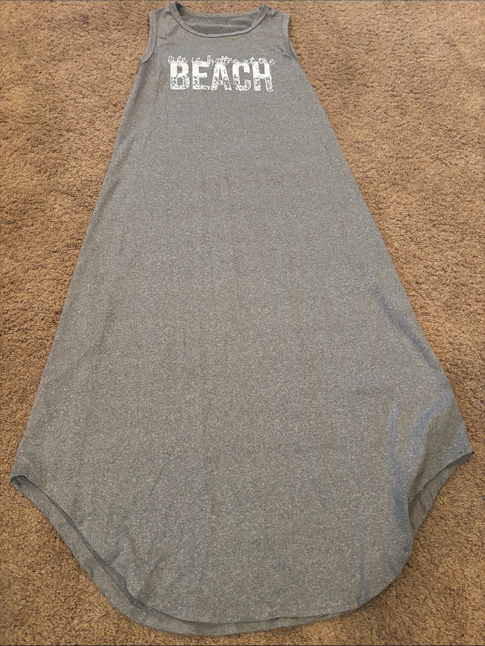 SHEIN Gray Sleeveless Beach Graphic Maxi Chemise